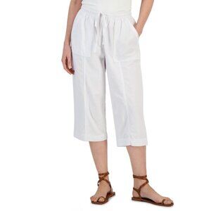 Karen Scott Size Petite XL Emilia Cotton White High-Rise Long Shorts NWOT